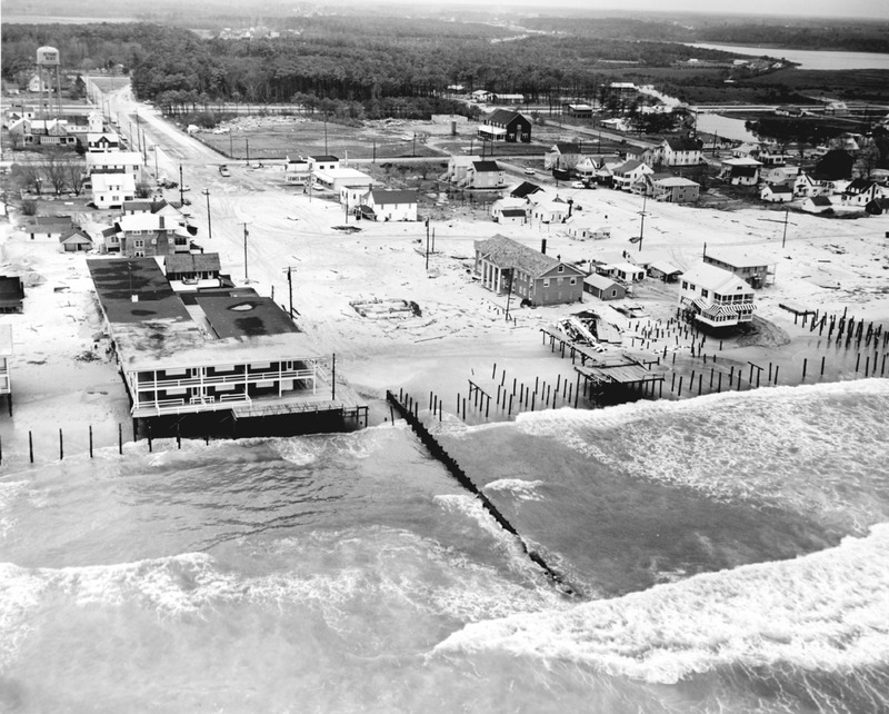Bethany Beach looks more like a ghost town in this aerial photograph taken after the Storm of '62. SOURCE DELAWARE DEPARTMENT OF TRANSPORTATION